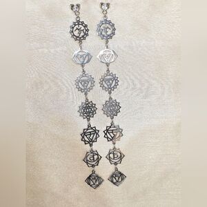 Stainless Steel 7 Chakra Earrings | Spiritual Jewelry | Energy Healing Dangles |